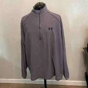 Under Armour men’s fleece pullover half-zip shirt, dark gray, XL.